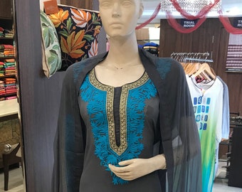 Zari & Aari Fusion Embroidery Kashmir Women Suit, Designer Indian Salwar Kameez, Girls Dress, Indian Ehtnic Wear, Kashmiri Salwar Suit