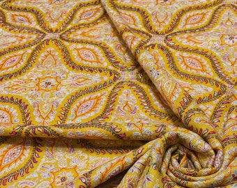 Yellow Pure Pashmina Shawl With Multi-Colour Sozni Jamawar Hand  Embroidery, Needle Work Cashmere Shawls, Wedding Pashmina Shawl