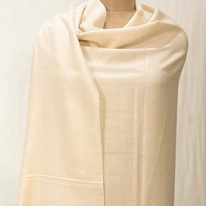 Off-White Plain Pure Pashmina Shawl, Soft and Warm Plain Cashmere Shawl, Unisex Kashmir Wrap