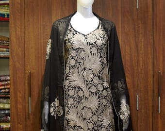 Silk Thread Floral Embroidered Suit, Woman, Indian, Ethnic, Party, Wear, Girl, Designer, Indian, Kashmir, Ethnic, Wear, Woman, Girl, Outfit