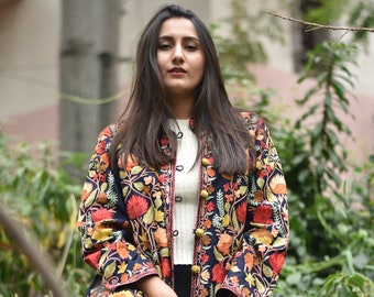 Kashmiri Jacket, Women Coat, Embroidered Coat, Kashmiri Coat, Floral Jacket, Indian Coat, Jacket For Women, Kashmiri Embroidery, Long Coat