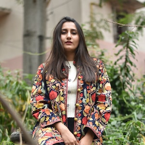 Kashmiri Jacket, Women Coat, Embroidered Coat, Kashmiri Coat, Floral Jacket, Indian Coat, Jacket For Women, Kashmiri Embroidery, Long Coat