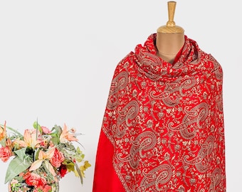 Pure Wool Shawl With Jama Jaal Embroidery, Winter Shawl, Women Wrap, Indian Shawl, Vintage Shawl, Ethnic Wrap, Shaw Pure Wool Shawl,Kashmiri
