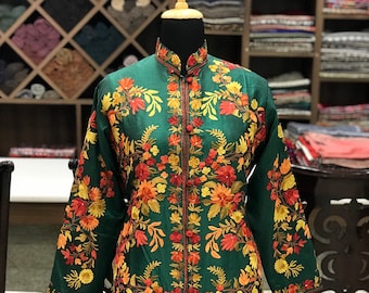 Kashmiri Jacket, Embroidered Coat, Oriental Coat, Kashmiri Coat For Women, Traditional Jacket, Indian Coat, Ethnic Wear, Best Gift For Her