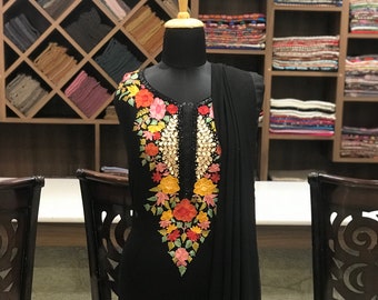 Black Kashmiri Embroidered Suit, Gota Patti Aari Salwar Kameez, Ethnic Indian Wear