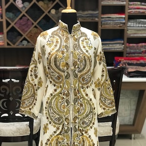 Kashmiri Jacket, Kashmiri Coat, Embroidered Kaftan, Kashmiri Embroidery Coat, Wool Jacket, Winter Coat, Bohemian Jacket, Indian Jacket