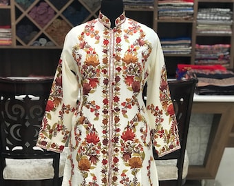 Chaqueta de cachemira, abrigo bordado, abrigo de cachemira, chaqueta larga, bordado de cachemira, chaqueta tradicional india, abrigo étnico, abrigo indio
