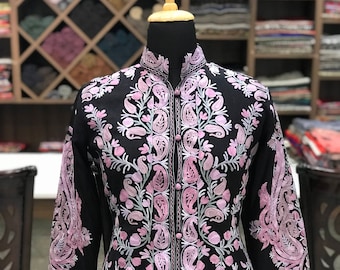 Short Jacket, Embroidered Jackets, Kashmiri Jacket, Black Women Jacket, Girls Jackets, Pure Wool Coat, Winter Coats with Embroidery, Indian