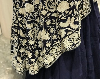 Vestido feminino evasê com bordado Kashmiri Tilla, vestido indiano para mulheres, vestidos para meninas, vestido de noite, vestido com saia e camisa, traje boho