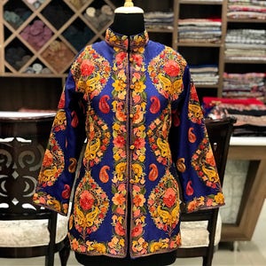 Kashmiri Jacket, Kashmiri Coat, Embroidered Jacket, Silk Women Coat, Silk Jacket, Bohemian Coat, Indian Jacket, Traditional Coat, Ethnic