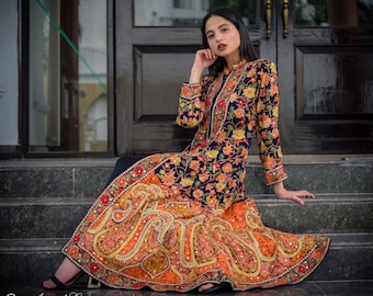 Women Coat, Kashmiri Jacket, Kashmiri Embroidery, Traditional Jacket, Ethnic Clothing, Indian Jacket, Floral Long Jacket, Spring Clothing
