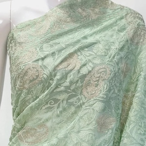Georgette Zari & Aari Fusion Embroidered Kashmiri Saree, Designer Kashmiri Saris, Wedding Wear Sarees