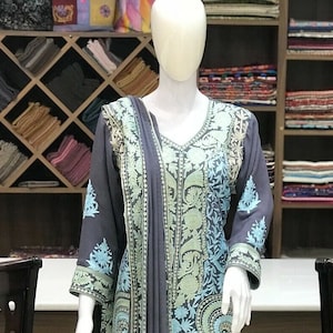Zari & Aari Fusion Kashmiri Woman Suit Designer Indian Ethnic - Etsy