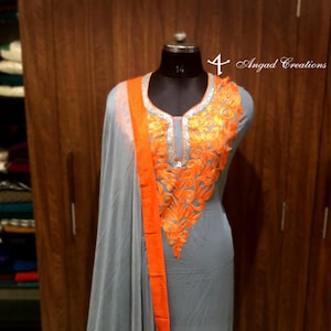 Aari Work Fused with Cut Daana Work Kashmiri Suit, Salwar Kameez, Kashmiri Embroidery Suit, Luxury Wedding Indian Suit,Designer Salwar Suit