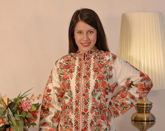 Kashmiri Jacket, Raw Silk Jacket, Kashmiri Work Jacket, Indian Boho Coat, Fall Clothing, Traditional Asian Jacket, Wedding Fall Jacket