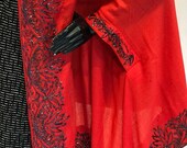 Red Pure Wool Cape With Hand Cut Daana Work, Pure Wool Poncho, Red Embroidered Stole, Hand Work, Red Cape, Poncho, Woman embroidered Shawl