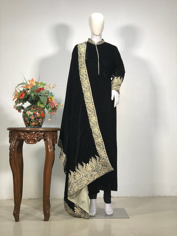 Buy Shades Enterprises Women Purple Embroidered Velvet Neckline A-Line  Kurta Suit Set (S) Online at Best Prices in India - JioMart.