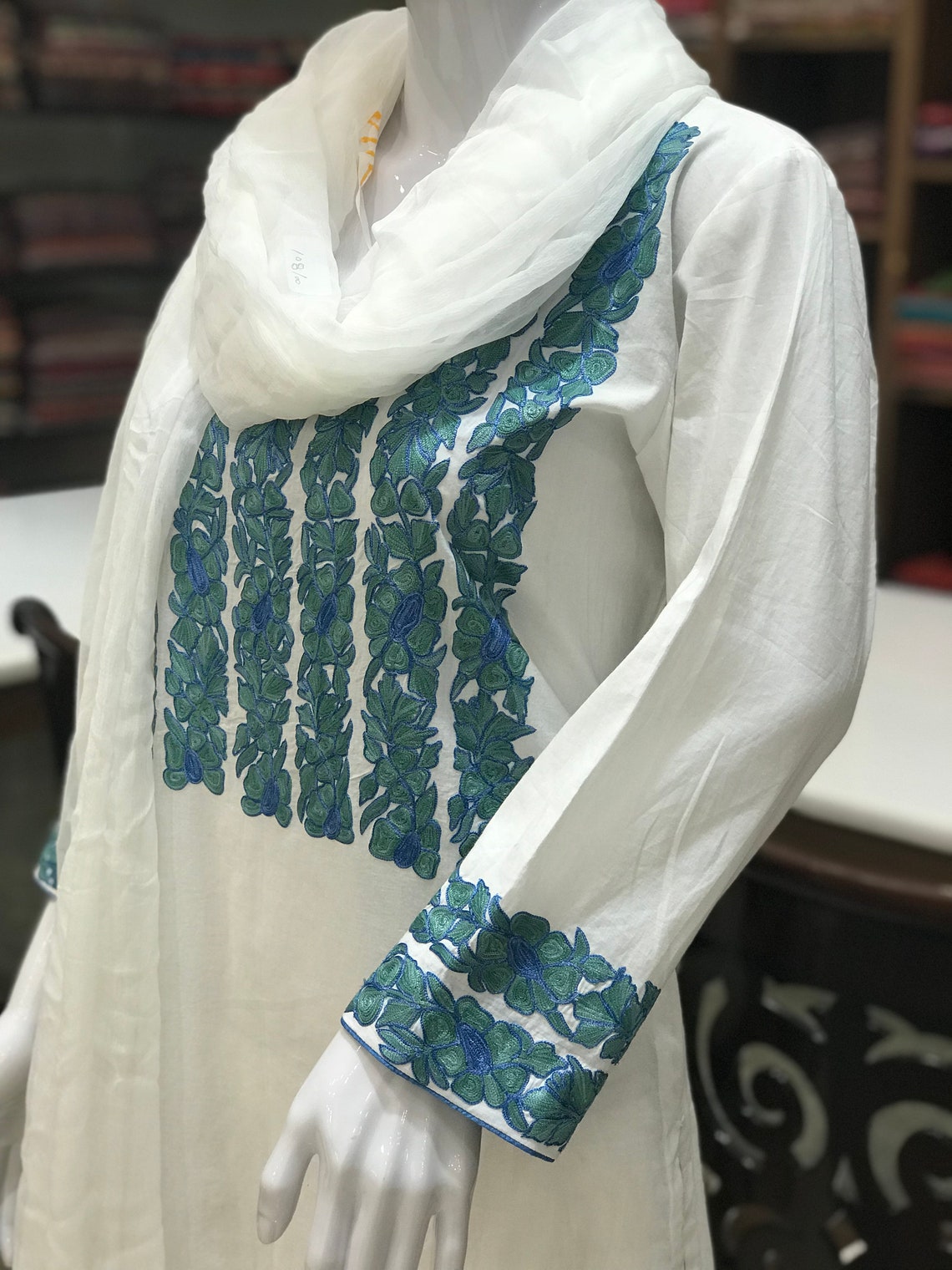 Nude Colour Soft Organza Heavy Embroidered & Cut Work Long Length party Wear Kashmiri Suit main image 0