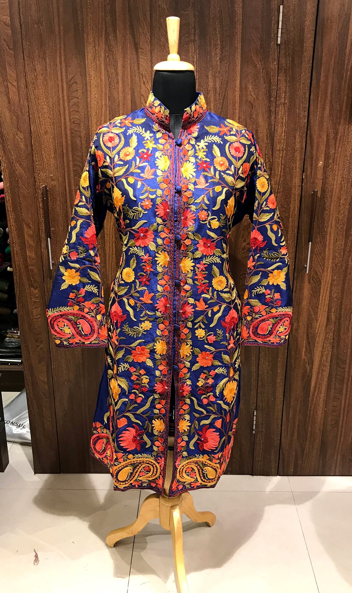 Coat Long Coat Embroidered Jacket for Woman Kashmiri Etsy