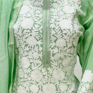 Green Salwar Suit with Kashmiri Aari Embroidery, Salwar Kameez, Indian Dress, Punjabi Suit, Traditional Wear, Indian Clothes, Anarkali Suit