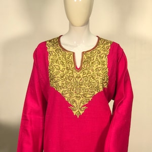 Woollen Phiran with Aari Embroidery, Comfortable Kashmiri Phirans, Women Tunic, Indian Kurti, Indo Western Wear, Ethnic Wear, Vintage Kurtas