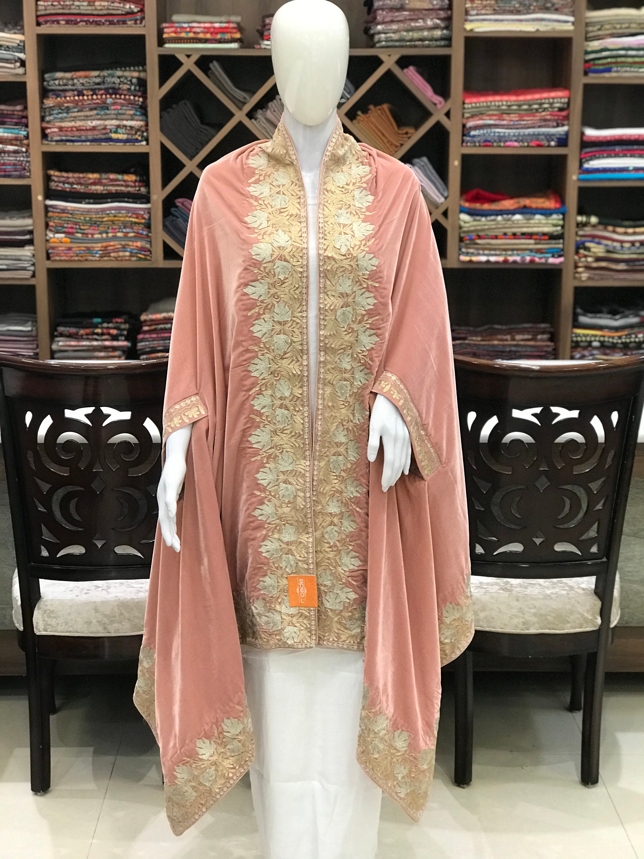 peach velvet shawl