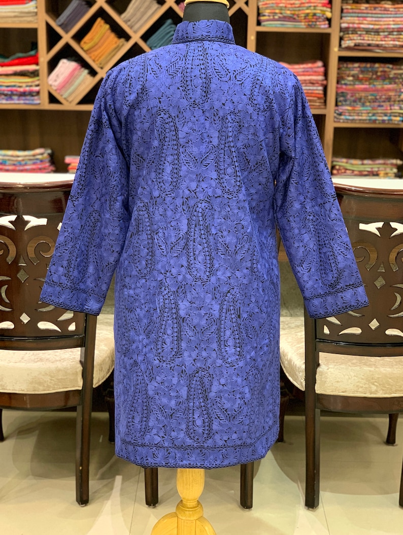 Kashmiri Jamawar Embroidered Coats Long Coat Black Women - Etsy