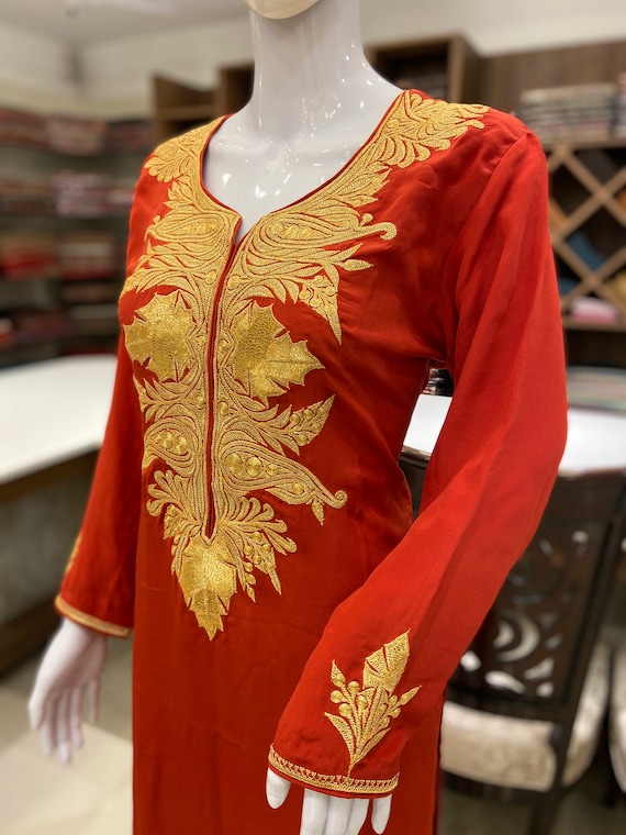 Pure Silk Kashmiri Suit With Heavy Tilla Embroidery on Sleeves ,  Embroidered Salwar Suit ,designer Salwar Suits , Party Wear Salwar Suits -  Etsy