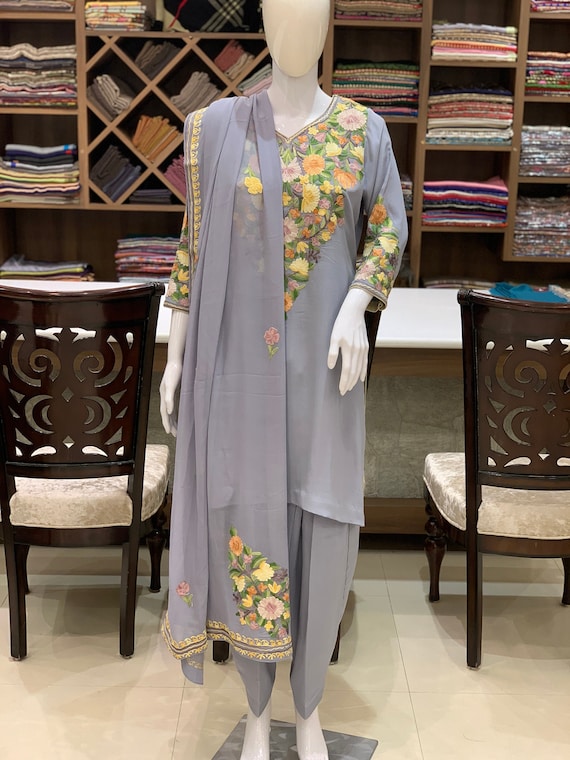 Blue Ze Kul Kashmiri Woolen Suit With Aari Embroidery - Gyawun-bdsngoinhaviet.com.vn