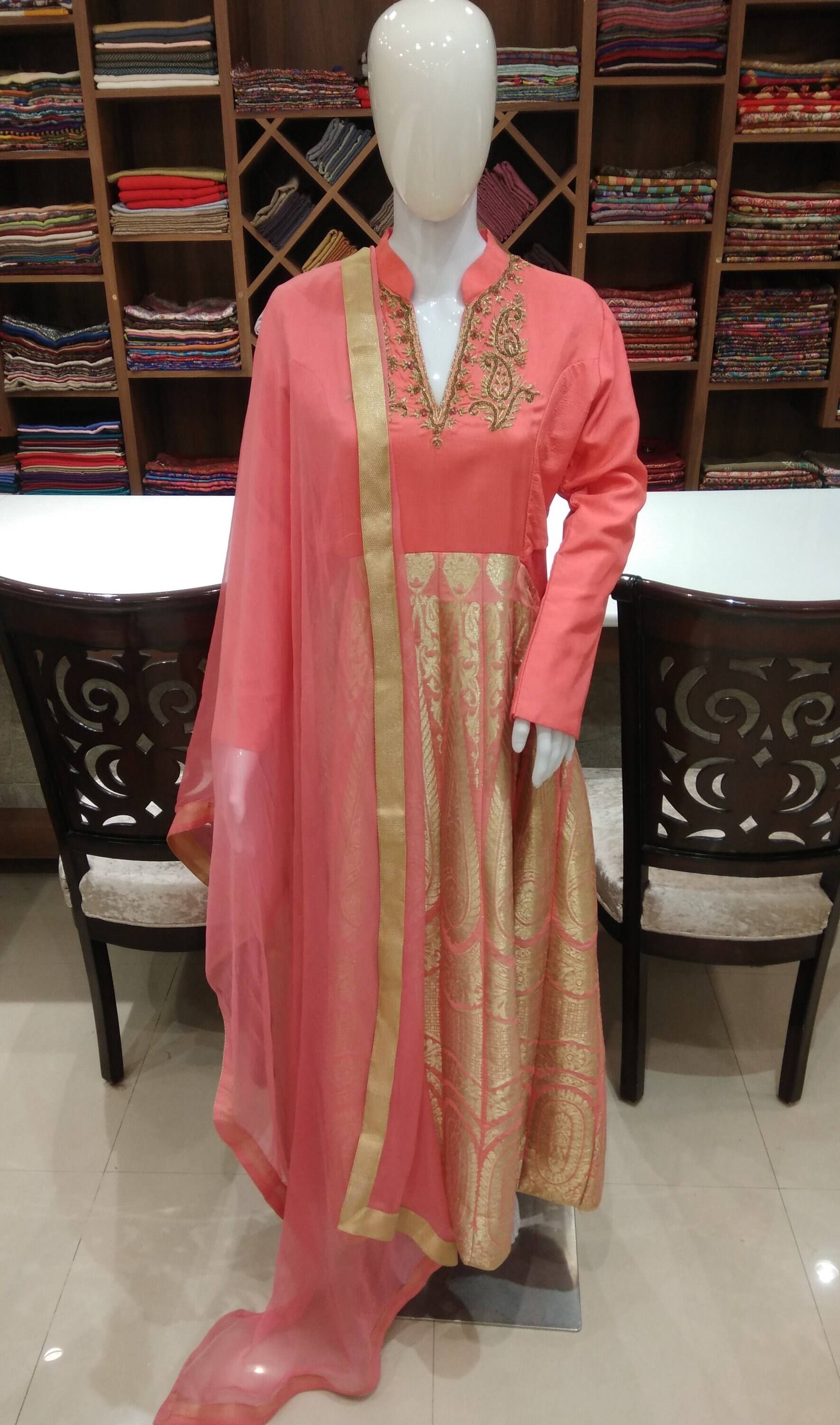 stylish chanderi long frock