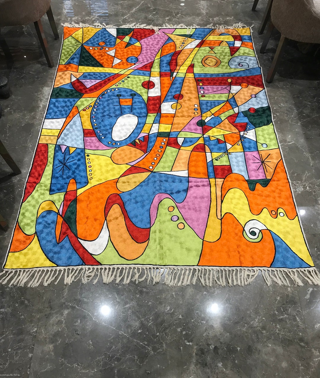 Beautiful Handmade Modern Art Rug for Living Room or Bedroom, Abstract