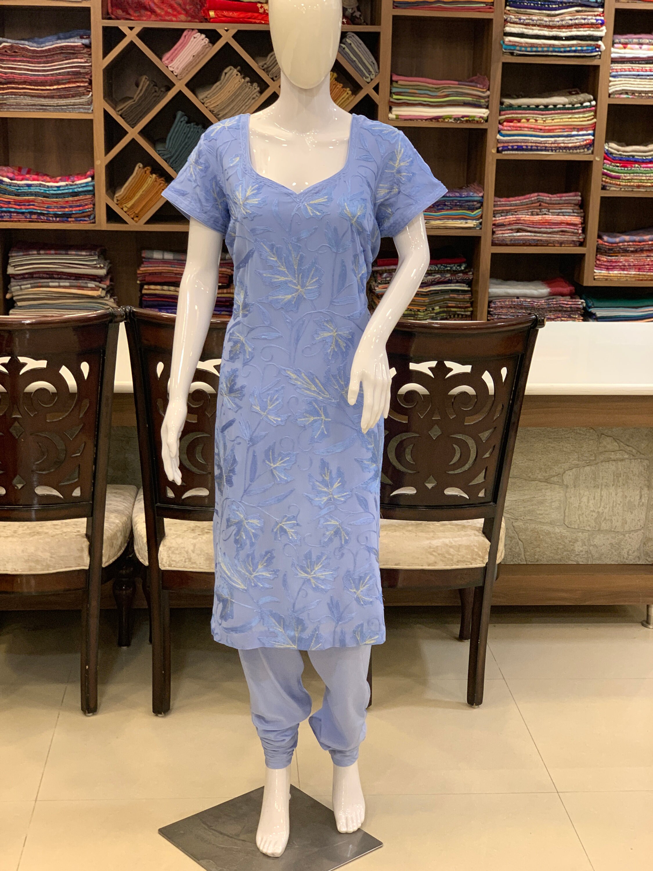 QIRAT- Kashmiri Inspired Aari Work Unstitched 3-Piece Suit Set
