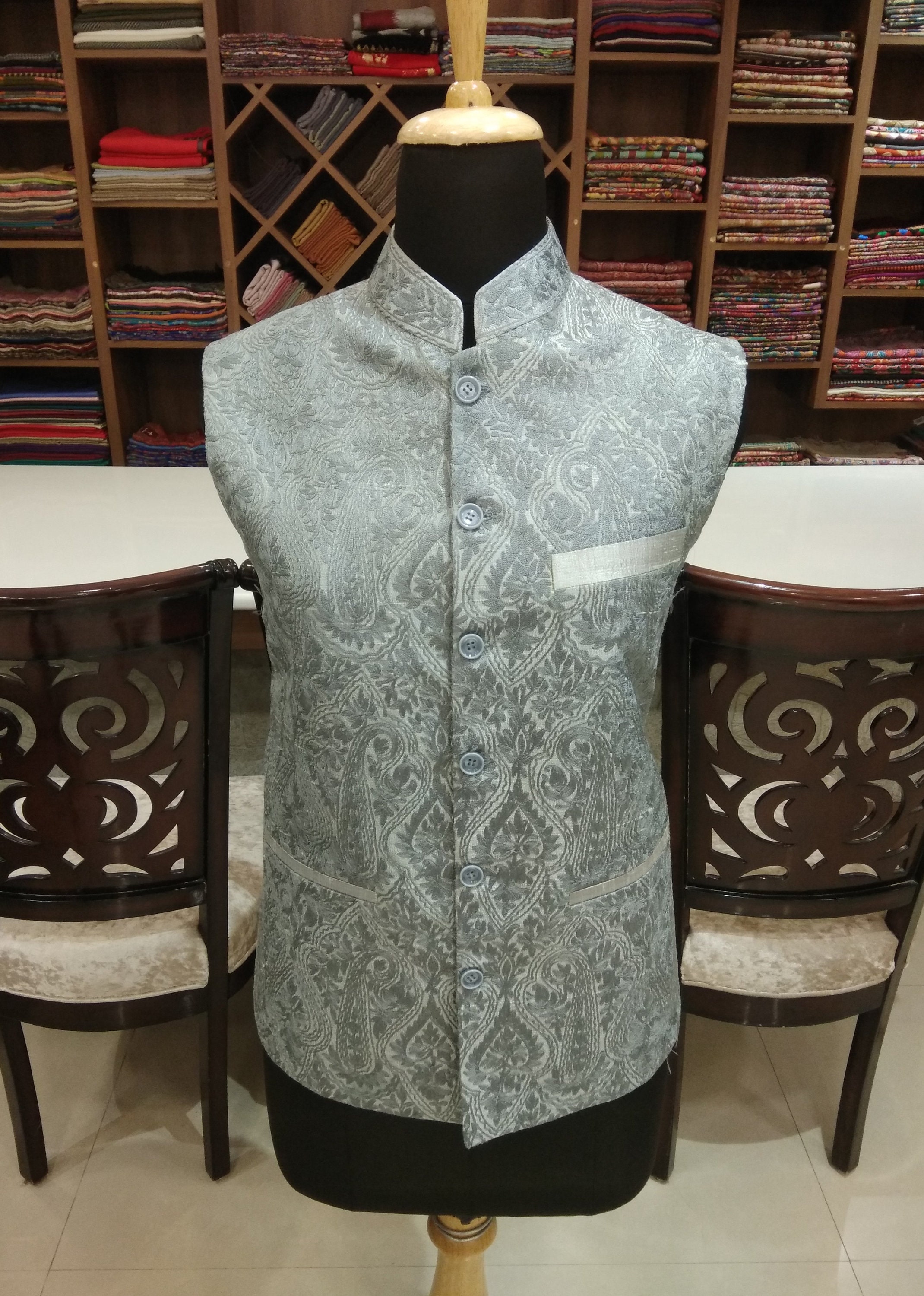 Nehru Jacket with Kashmiri Aari Embroidery Embroidered Nehru Etsy