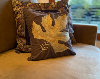 Zari Embroidered Kashmiri Cushion Covers, Home Decor Cushion, Set of 6, Grey Velvet Cushion Cover, Bed Room Cushion, Living Room Cushion