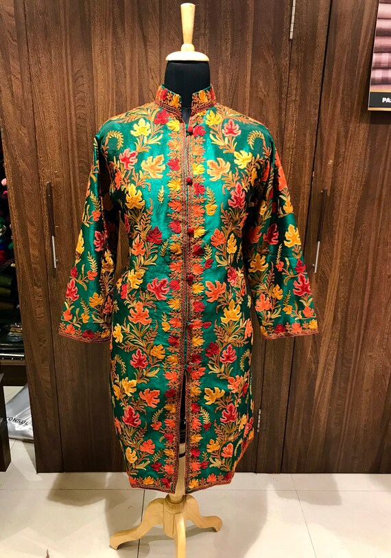 Coat Long Coat Embroidered Jacket for Woman Kashmiri Etsy