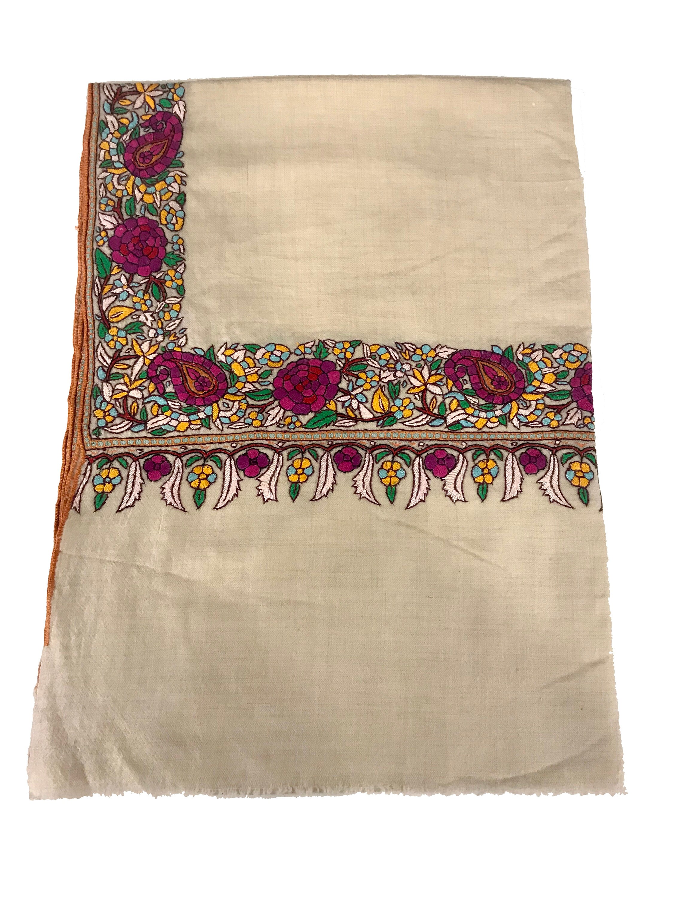 Papier Mache Hand Embroidered Pure Pashmina Scarf Pure Etsy India