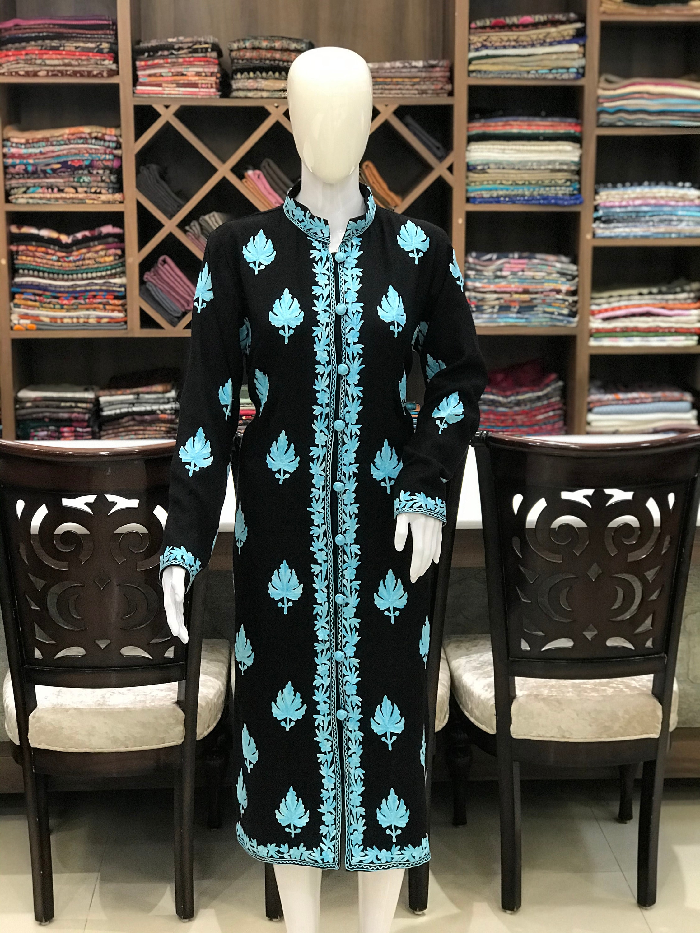 Woollen Coat, Long Coats, Embroidered Coat for Woman