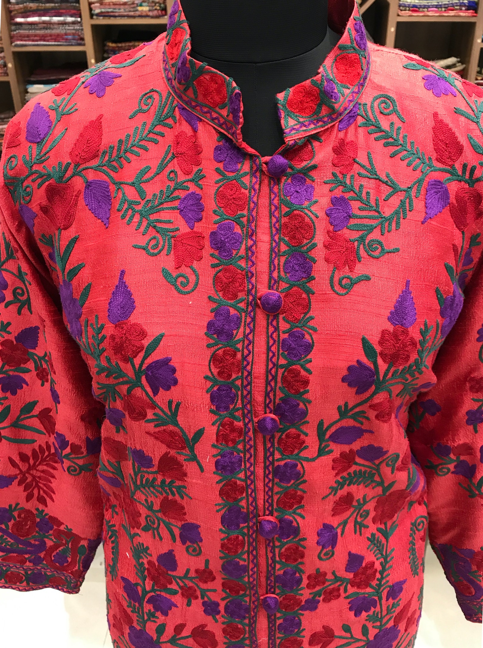 Kashmiri Embroidery Coat Long Jacket Embroidered Jacket for Etsy