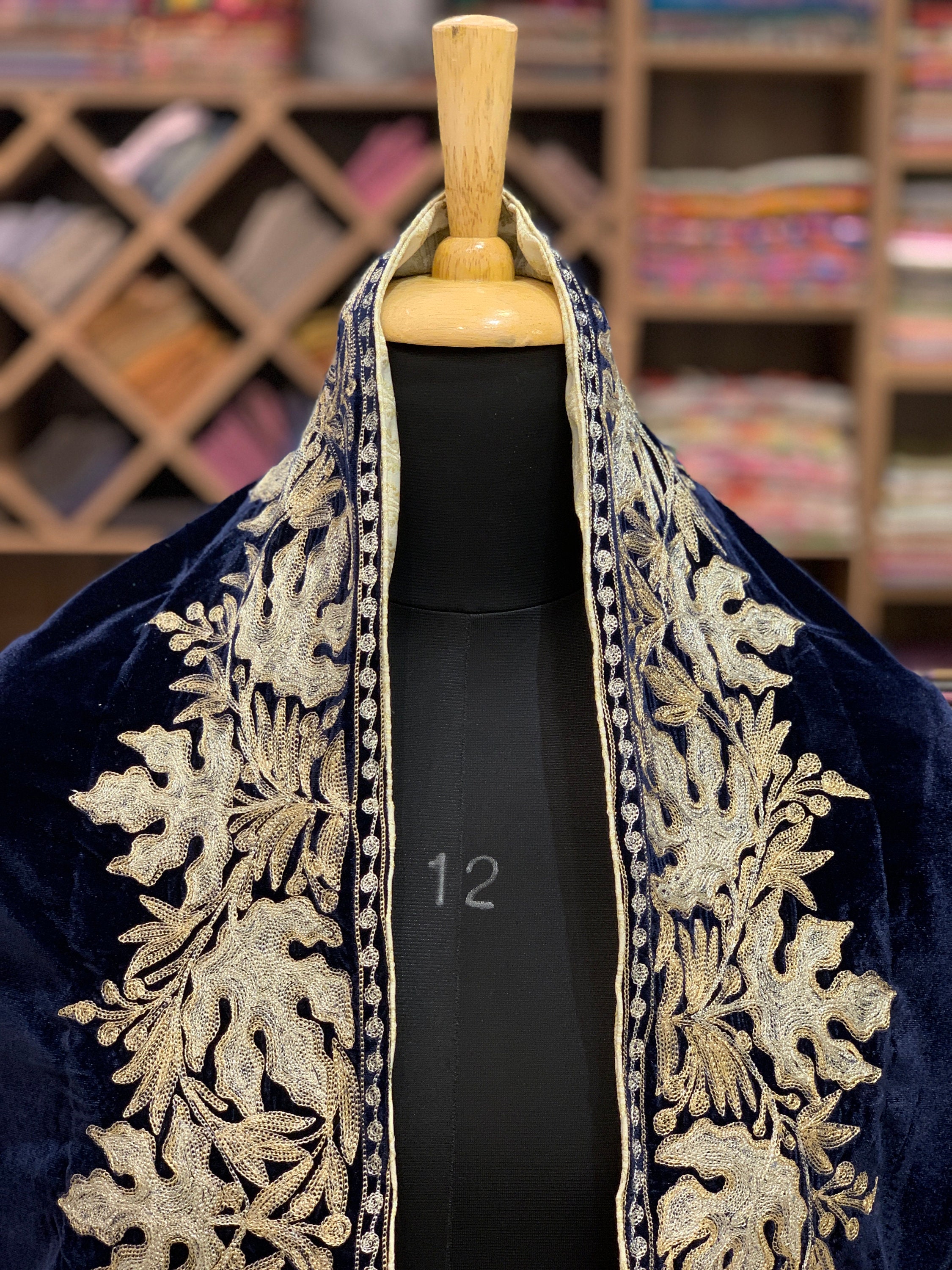 Velvet Shawl Royal Orni Bohemian Shawls Tilla Embroidered - Etsy