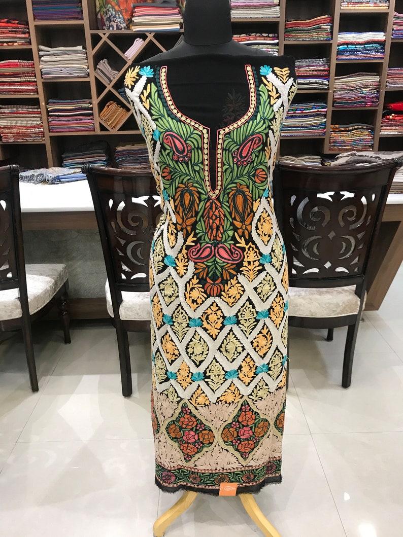 Kashmiri Aari Embroidered Suit, Women Indian Ethnic Wear, Party Wear, Designer Suits, Kashmir Suits, Indian Wedding Suits, Salwar Kameez Black
