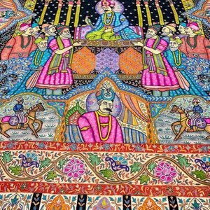 Pure Pashmina Multi-Colour Darbar Shawl With Kalamkari Hand Embroidery, Paisley Shawl, Kalamkari Shawl, Ethnic Scarf India, Wedding Wrap image 6