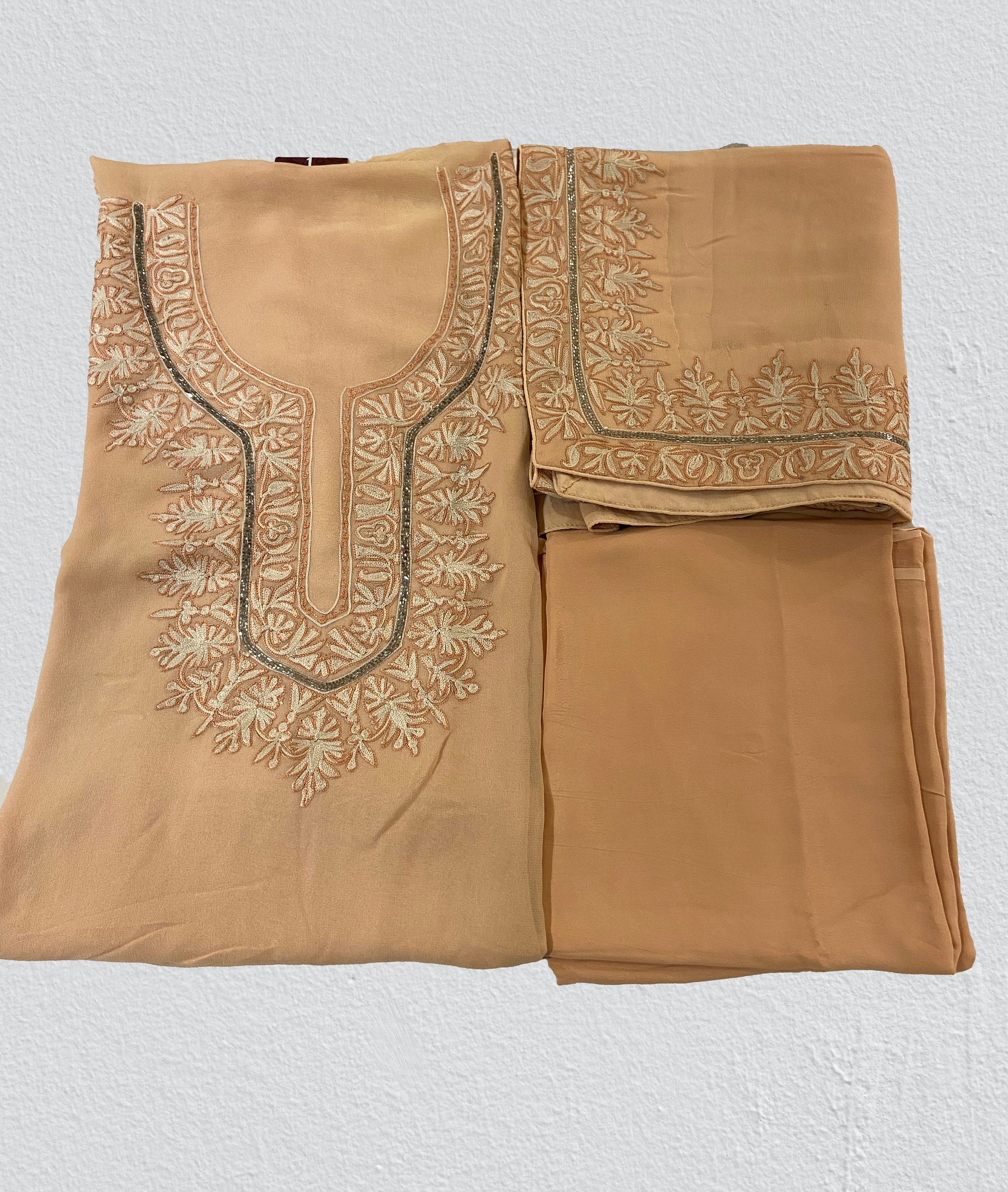 Aari Embroidery Fused With Hand Cut Daana Work Kashmiri Suit - Etsy