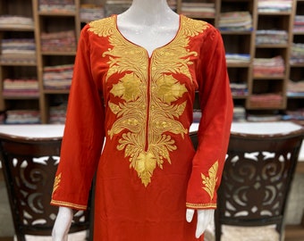 Hand Tilla Embroidered Kashmiri Suit, Designer Salwar Suits, Kashmir Embroidered Dress, Indian Party Wear Suit, Indian Wedding Salwar Kameez