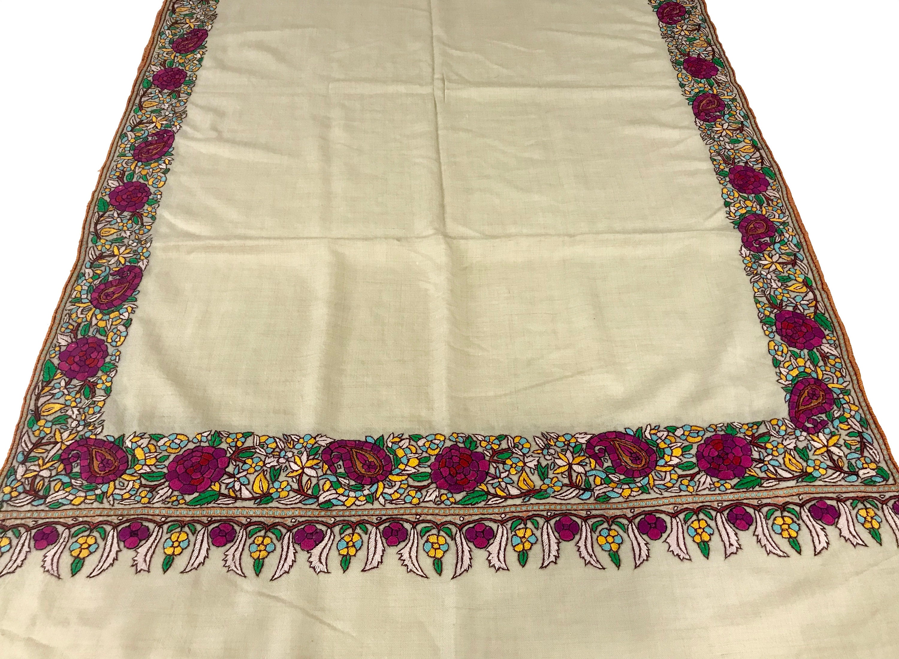 Papier Mache Hand Embroidered Pure Pashmina Scarf Pure Etsy India