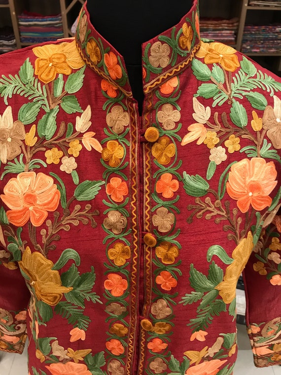 Kashmiri Jacket, Embroidered Jacket, Kashmiri Coat, Indian Jacket