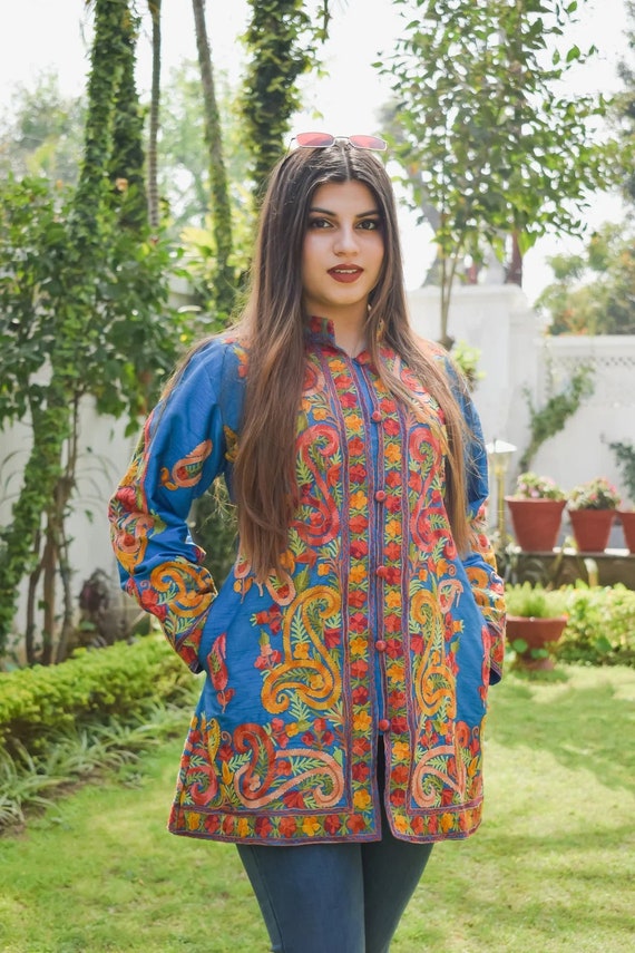 Kashmiri Embroidered Short Cotton Girls Top - – Sarang