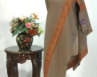 Natural Beige Pure Pashmina Shawl With Sozni Hand Embroidery Pure Cashmere Shawl Cashmere Wrap Sozni Hand Embroidery