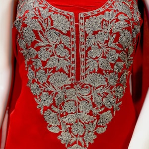 Kasjmier salwar-pak met geborduurde Zari-draad, etnische kleding dames, feestkleding, designerpakken, Kasjmir-pakken, Indiase pakken, Salwar Kameez