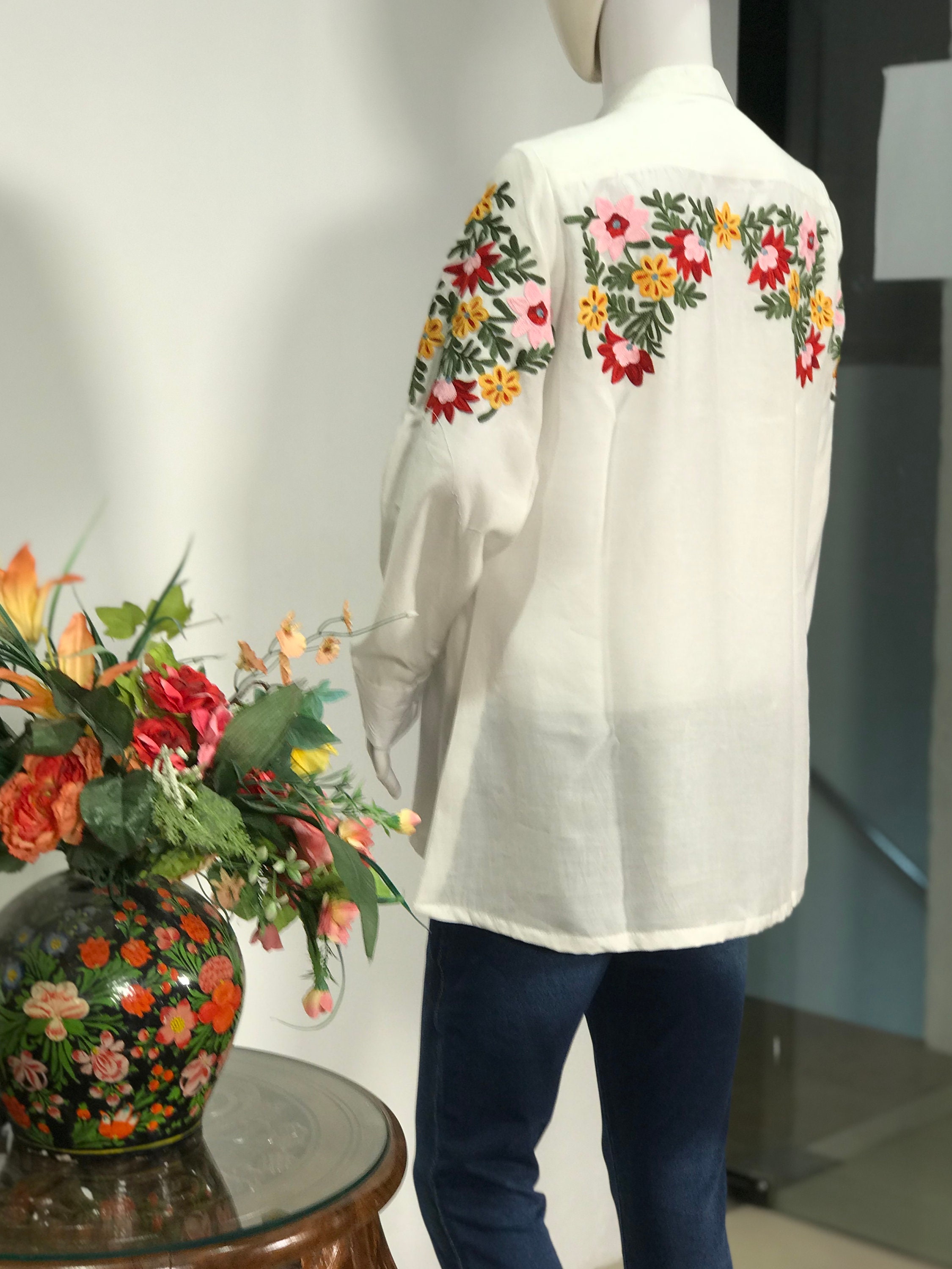 Kashmiri Kurta, Embroidery Top, Indian Kurta, Boho Tops for