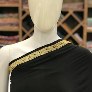 Pure Crepe Zari Hand Embroidered Kashmiri Saree, Women Indian Ethnic, Traditional Outfit, Kashmir embroidery, Kashmiri Sari, Women Dress